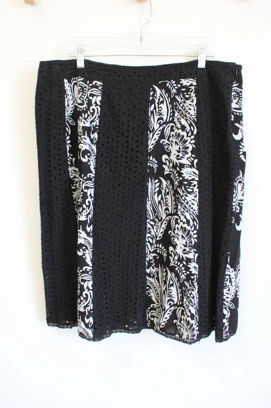 Alfred Dunner Black White Eyelet Skirt | 18 denim skirt classic