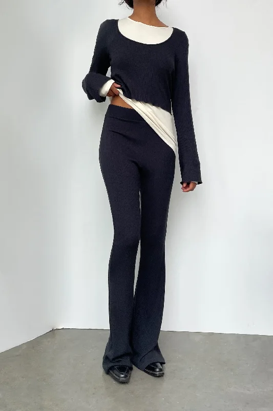 RIBBED FLARED PANT Soft Stretch Trousers