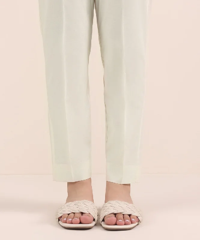 Solid Cambric Straight Pants Casual Drawstring Pants