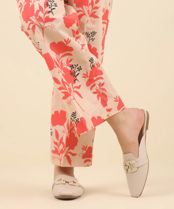 Printed Cambric Straight Pants Formal Stretch Pants