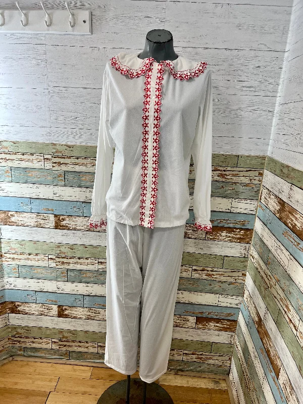 70’s Off White Old Stock 2 Piece Pijama Pant Set Formal Linen Trousers
