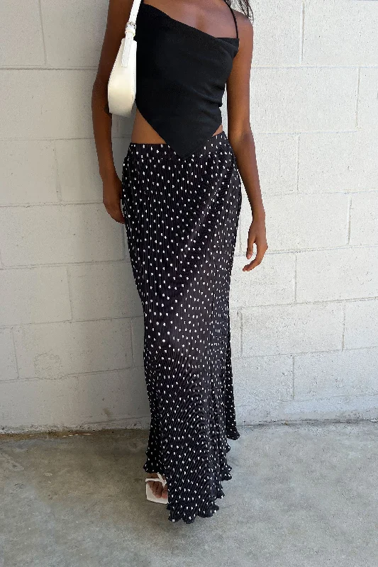PLEATED PRINTED MAXI SKIRT leather skirt refined