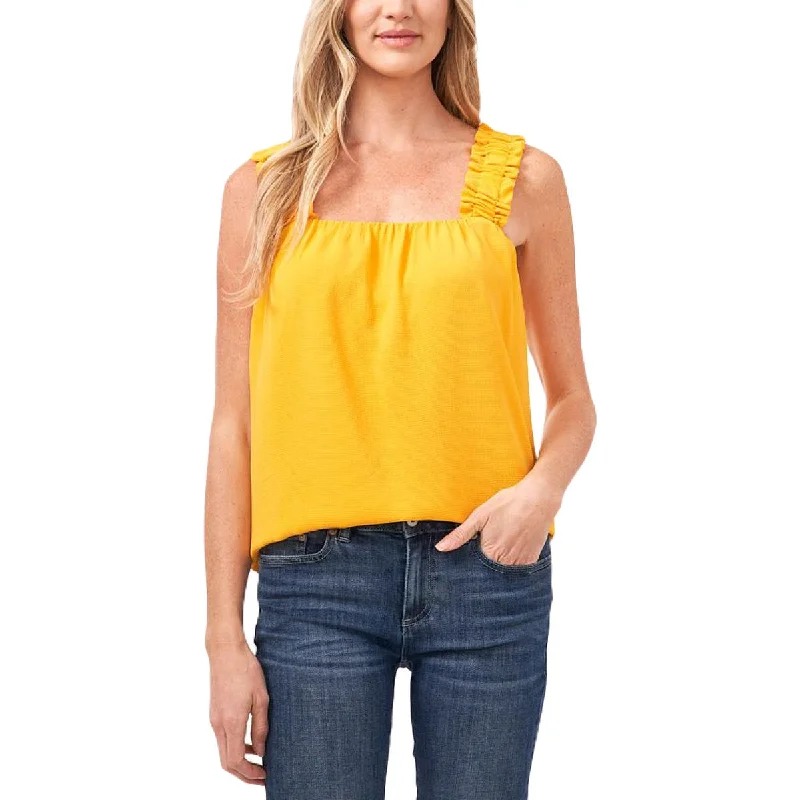 CeCe Womens Textured Smocked Tank Top ivory tank top