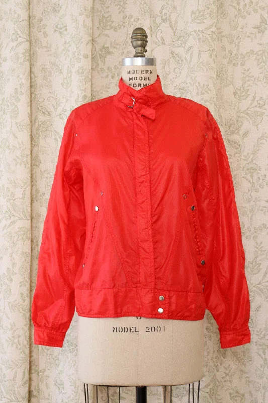 Cherry Red Nylon Jacket M/L Nylon Fabric Polyester Fabric Spandex Fabric