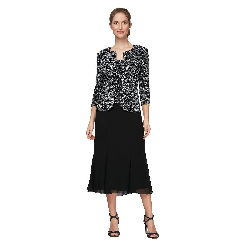 Alex Evenings AE8127549 Tea Length Jacket Dress Striped Jacket Polka Dot Jacket Floral Jacket Alex Evenings AE8127549 Tea Length Jacket Dress Striped Jacket Polka Dot Jacket Floral Jacket