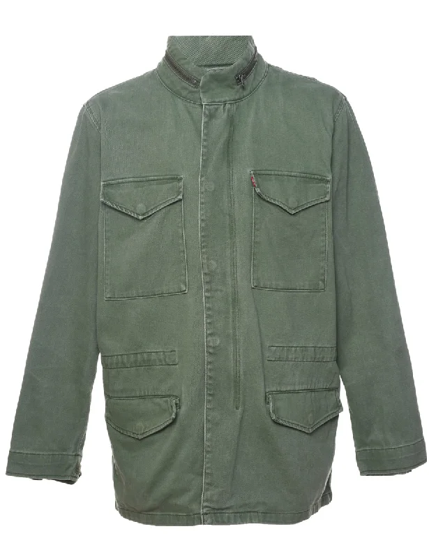Levi's Green Utility Jacket - XL Stand-Up Collar Roll-Neck Collar Turtle Neck