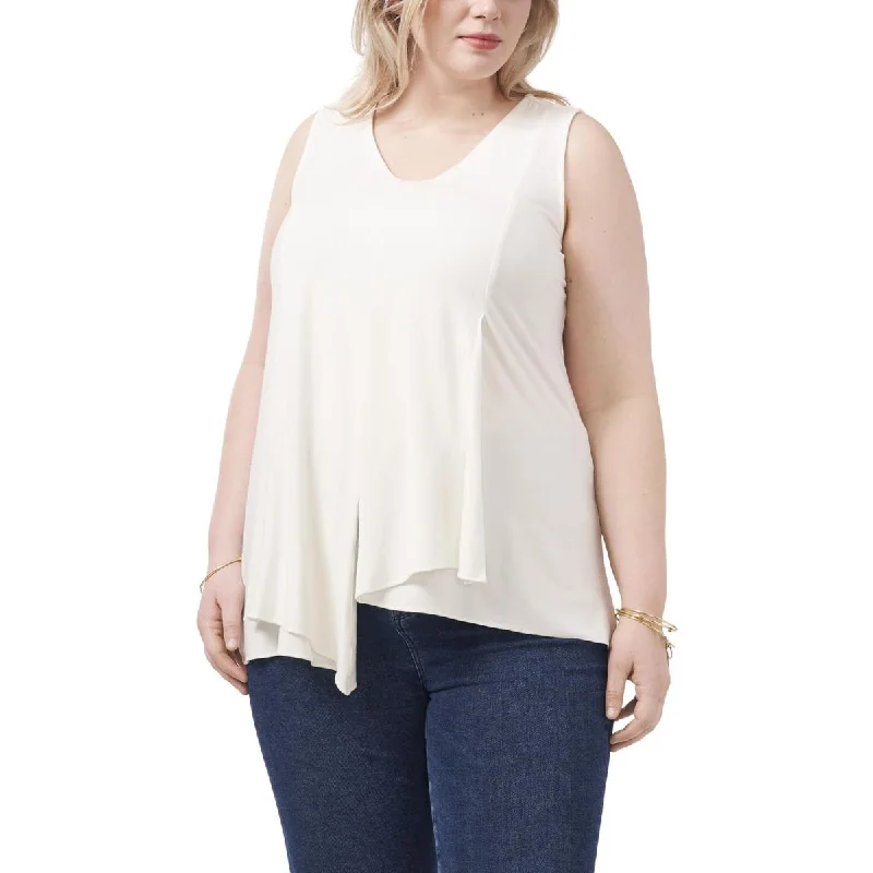 Vince Camuto Womens Plus Knit V Neck Tank Top beige tank top