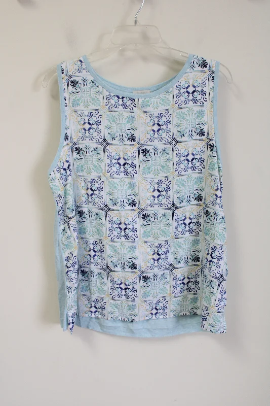 Talbots Blue Tank | L striped tank top