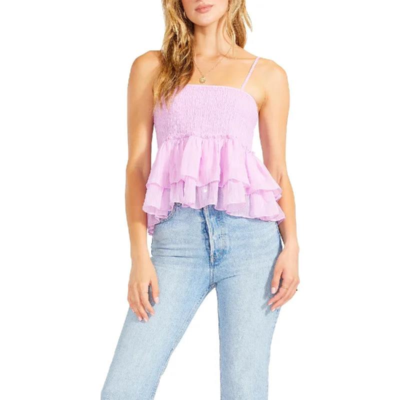BB Dakota by Steve Madden Womens Smock Signals Cropped Ruffled Tank Top lounge tank top