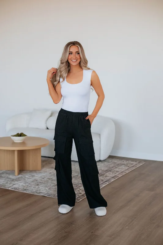 Ronni Cargo Pants - Black Fashionable Jogger Pants