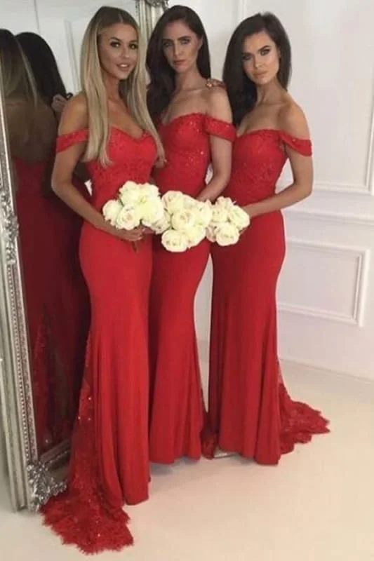 Fascinating Modest Modest Off Shoulder Mermaid Red Bridesmaid with Lace Sequins Stylish Wedding Party Dress Tunics Canvas sturdy Fascinating Modest Modest Off Shoulder Mermaid Red Bridesmaid with Lace Sequins Stylish Wedding Party Dress Tunics Canvas sturdy