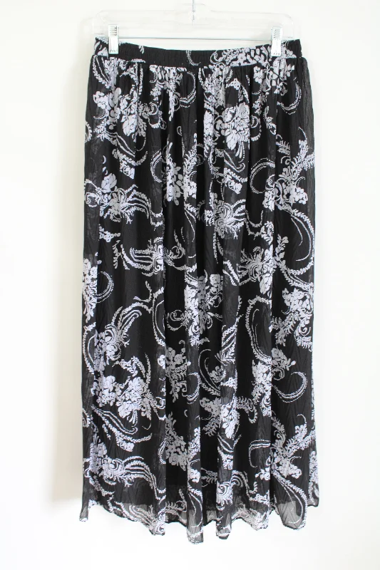 Christopher & Banks Black White Chiffon Skirt | S cashmere skirt rich