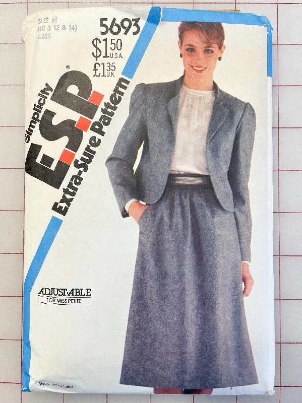 SALE 1982 Simplicity 5693 Pattern - Skirt and Jacket Cardigan Sweater Pullover