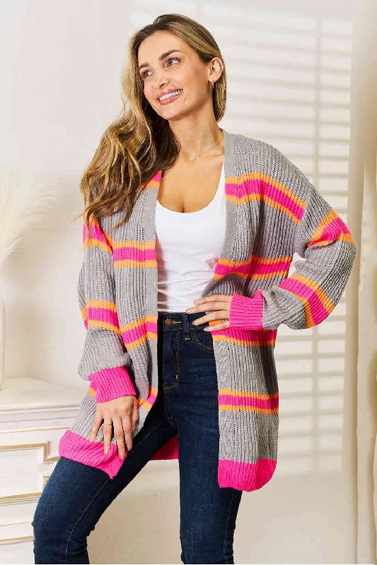 Valerie Woven Right Ribbed Long Sleeve Cardigan Elegant Classic Vintage