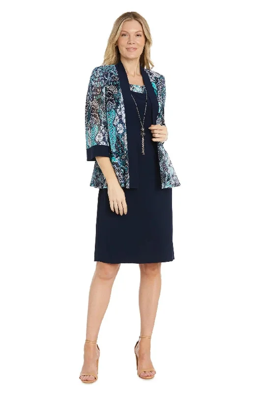 R&M Richards 1189P Short Petite Cocktail Jacket Dress Notch Collar Peter Pan Collar Cowl Neck