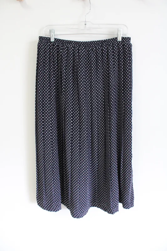 Leslie Fay Vintage Navy Blue Pleated Star Patterned Midi Skirt | 16 wool skirt warm