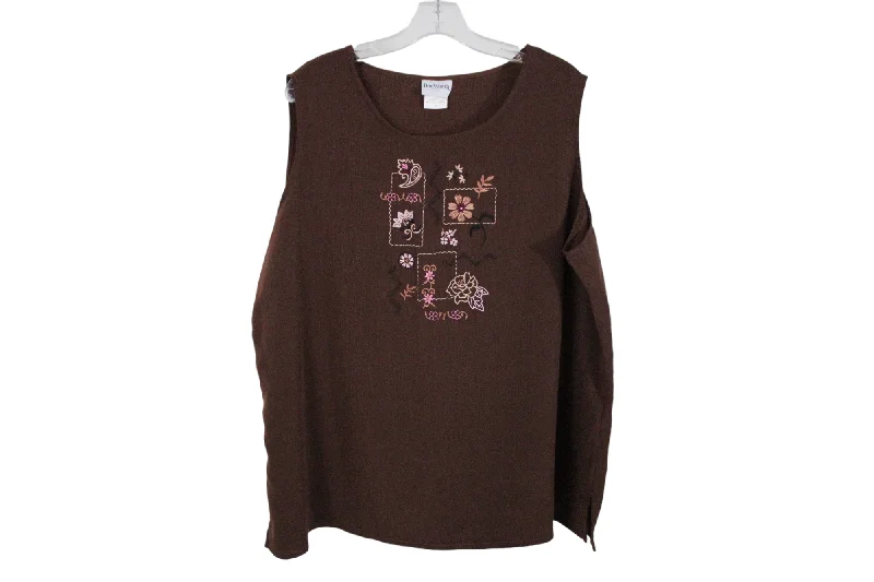 Bonworth Brown Embroidered Tank | XL grey tank top