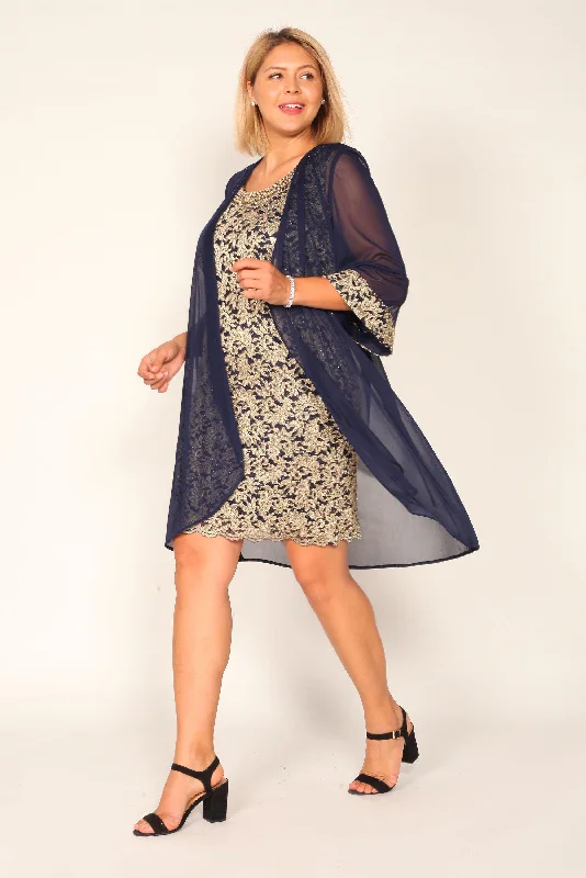 R&M Richards 7312P Short Petite Chiffon Jacket Dress Elasticated Jacket Padded Jacket Insulated Jacket