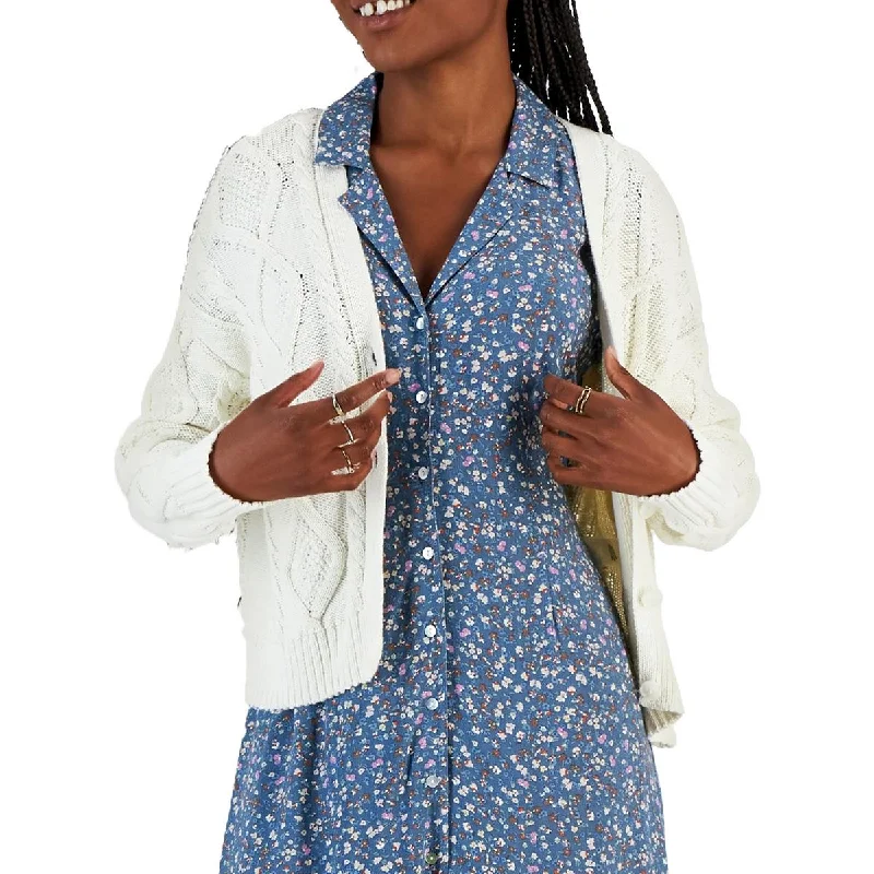 Lucky Brand Womens Button Cable Knit Cardigan Sweater Solid Color Striped Floral Print Lucky Brand Womens Button Cable Knit Cardigan Sweater Solid Color Striped Floral Print