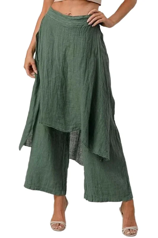 Skirt Pant in 100% Linen Comfortable Denim Trousers