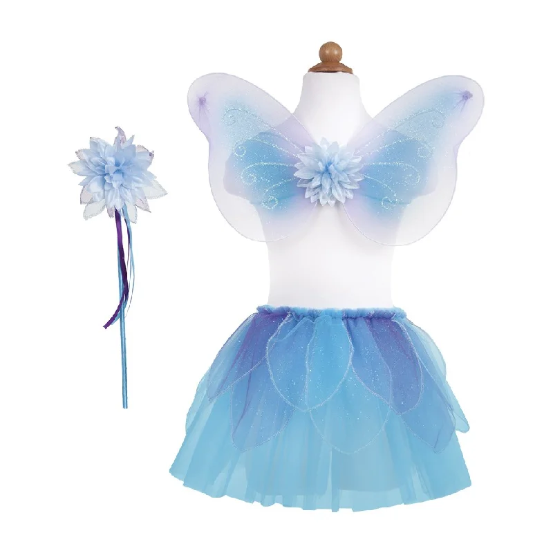 Great Pretenders Fancy Flutter Skirt with Fairy Wings & Wand Play Costume Set – Blue corduroy skirt textured Great Pretenders Fancy Flutter Skirt with Fairy Wings & Wand Play Costume Set – Blue corduroy skirt textured