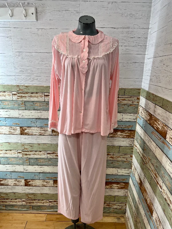 70’s Pale Pink Old Stock Pijama 2 Piece Pant Set Stylish Slim Trousers
