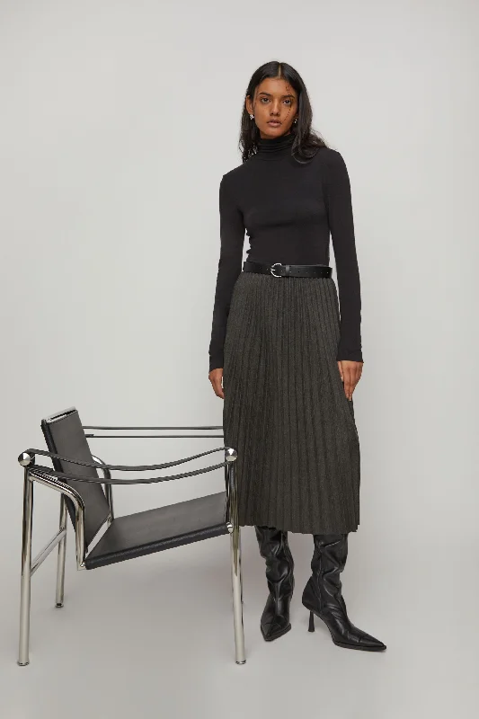 PLEATED MIDI SKIRT linen skirt relaxed