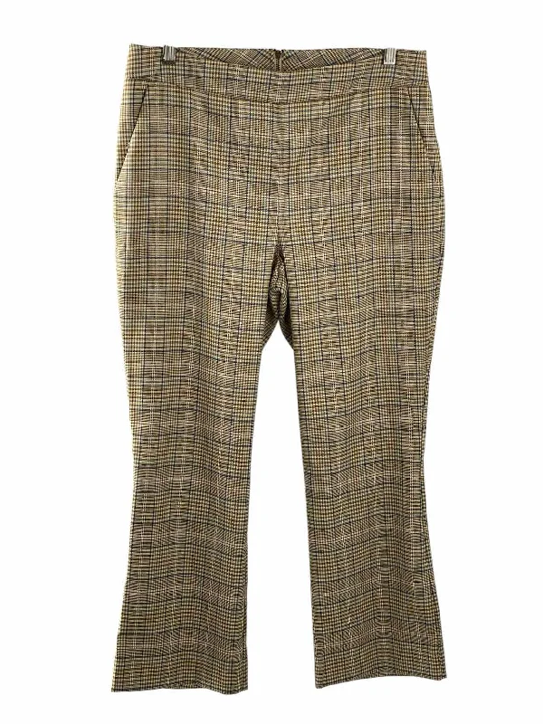 Cabi Size 6 Beige Blue Plaid Pants Cozy Full-Length Pants