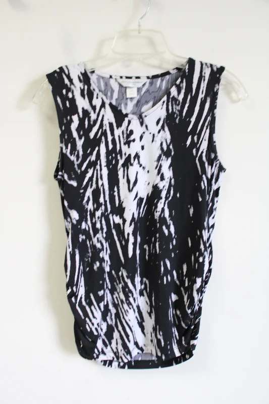 Christopher & Banks Black & White Cinched Sides Tank | S Petite open back tank