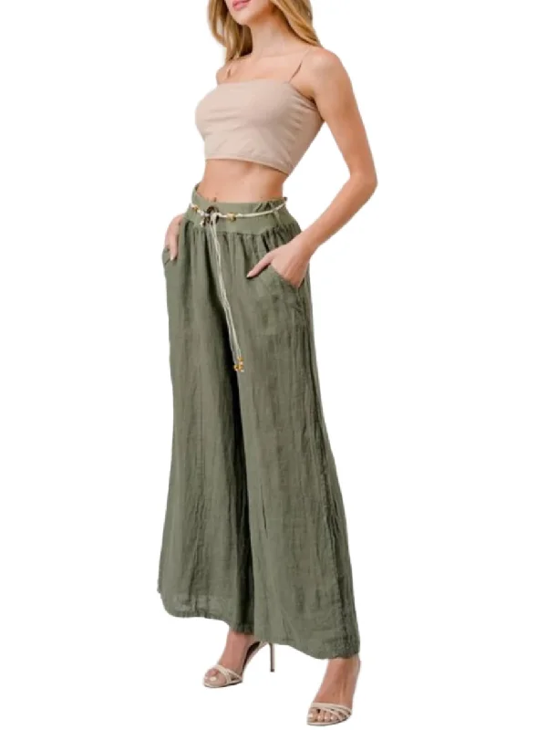 Palazzo style pants in 100% Italian Linen Classic Bootcut Trousers