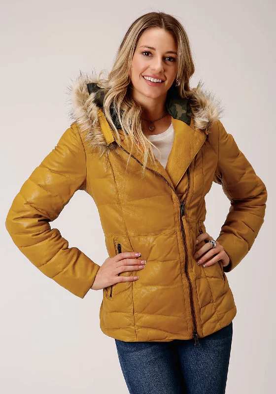 Stetson Womens Yellow Leather Quilted Hooded Jacket Striped Jacket Polka Dot Jacket Floral Jacket