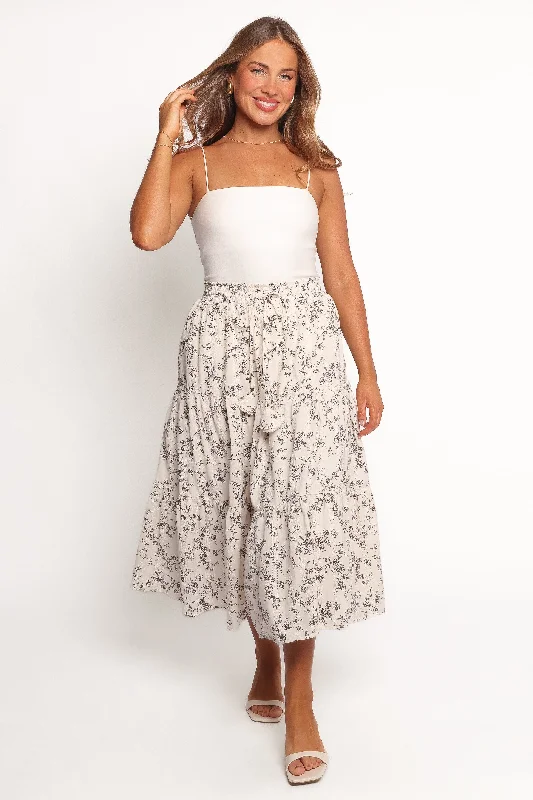 Lennon Maxi Skirt - Brown Ivory denim skirt classic