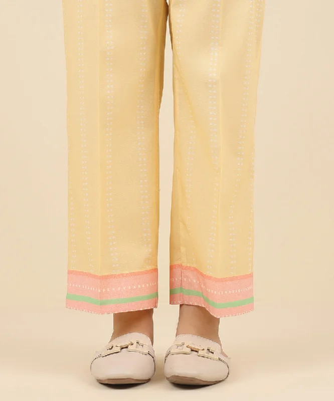 Printed Cambric Straight Pants Slim-Fit Leggings