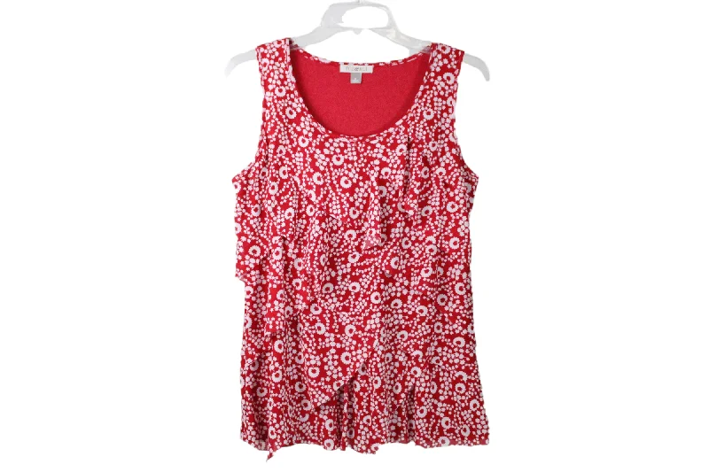 Roz & Ali Red Floral Tank | S fitness tank top