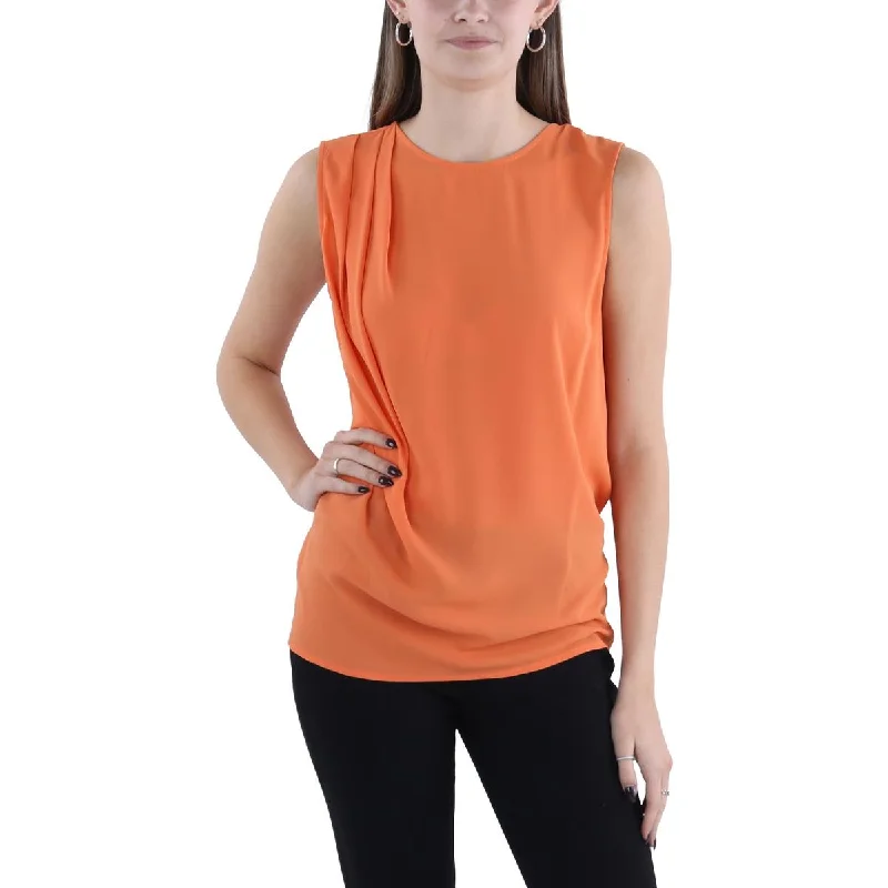 BCBGMAXAZRIA Womens Pleated Tank Wrap Top solid color tank