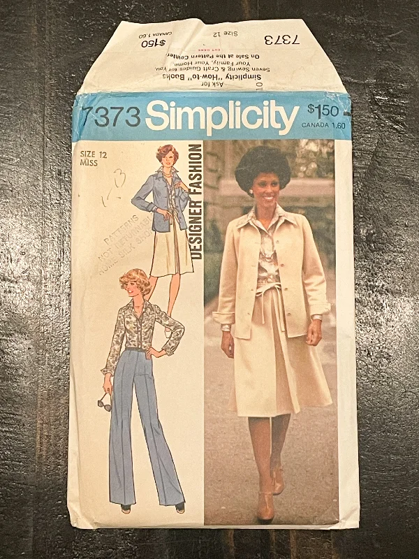 SALE 1976 Simplicity 7373 Pattern - Jacket, Shirt, Skirt and Pants FACTORY FOLDED Cotton Fabric Linen Fabric Terry Fabric SALE 1976 Simplicity 7373 Pattern - Jacket, Shirt, Skirt and Pants FACTORY FOLDED Cotton Fabric Linen Fabric Terry Fabric