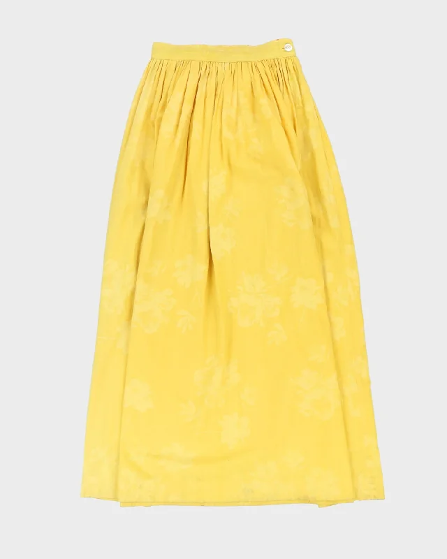 Vintage 1950s Yellow Maxi Skirt - S wool skirt sturdy