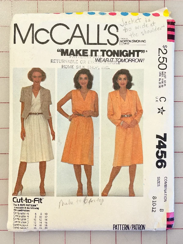 SALE 1981 McCall's 7456 Pattern - Jacket and Dress Mesh Jacket Canvas Jacket Denim Jacket SALE 1981 McCall's 7456 Pattern - Jacket and Dress Mesh Jacket Canvas Jacket Denim Jacket