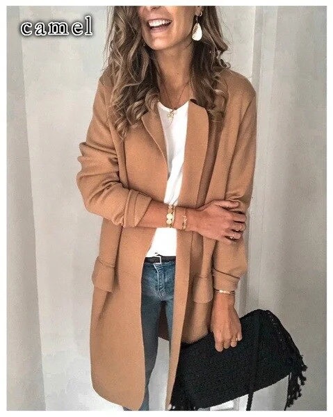 Autum Winter Women Suit Coat Solid Color Notched Long Sleeve Pocket Long Slim Blazers Casual Office Lady Jacket Women's Clothing A-Line Jacket Boat Neck Shawl Collar Autum Winter Women Suit Coat Solid Color Notched Long Sleeve Pocket Long Slim Blazers Casual Office Lady Jacket Women's Clothing A-Line Jacket Boat Neck Shawl Collar