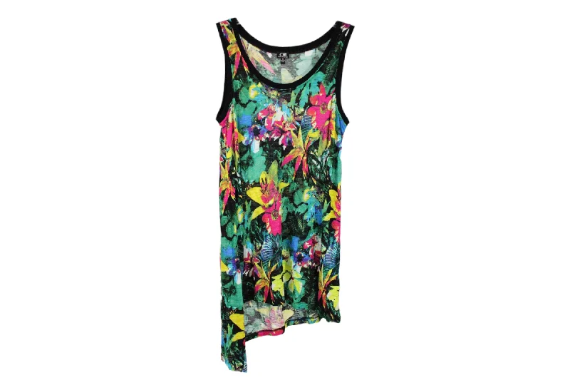 Cable & Gauge Floral Tunic Asymmetrical Tank | M trendy tank top