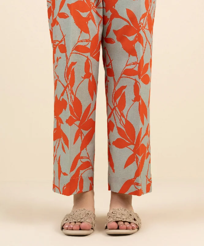Printed Cambric Straight Pants Trendy Printed Pants