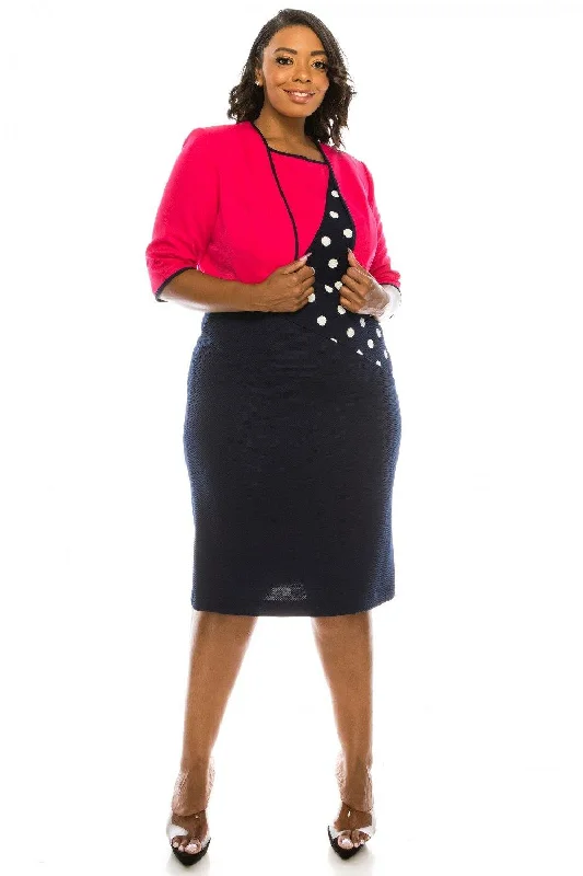 Maya Brooke Short Formal 2 Piece Polka Dot Jacket Dress Boat Neck Shawl Collar Notched Collar Maya Brooke Short Formal 2 Piece Polka Dot Jacket Dress Boat Neck Shawl Collar Notched Collar