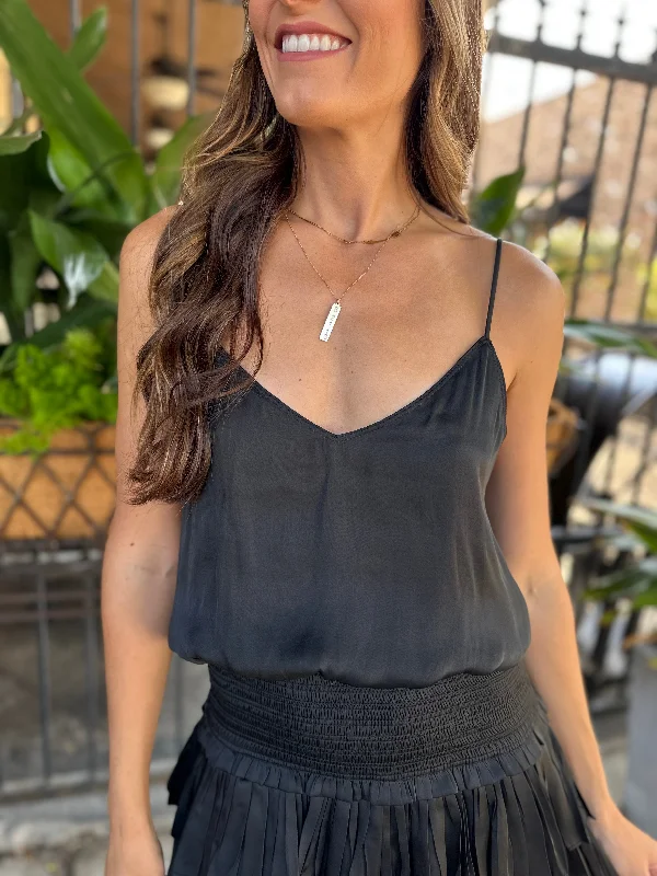 Briggs Silky Cropped Tank- Black high neck tank