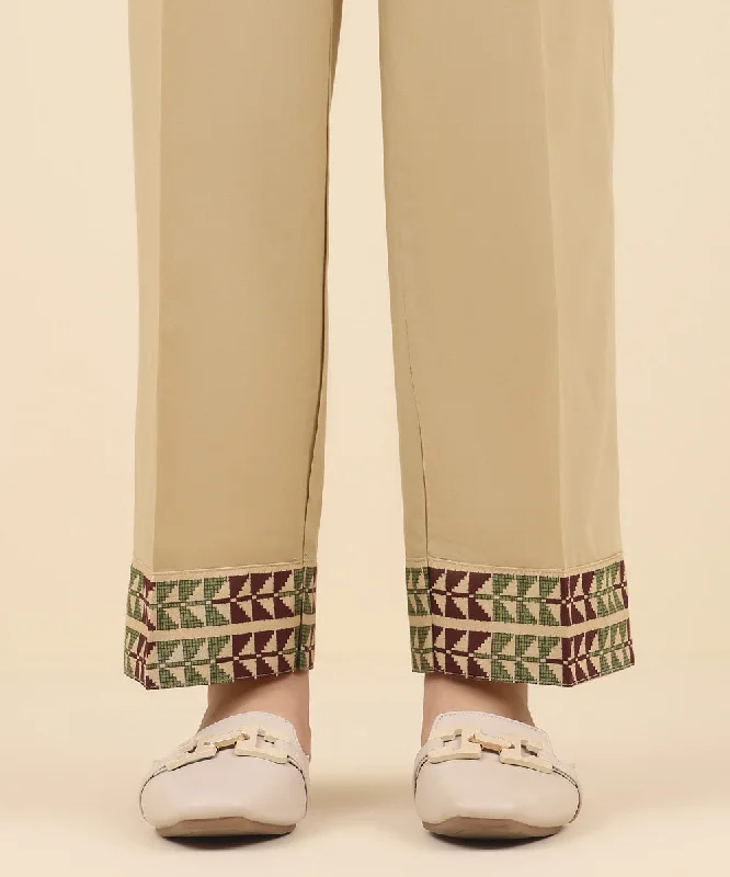 Solid Cambric Straight Pants Chic Capri Pants