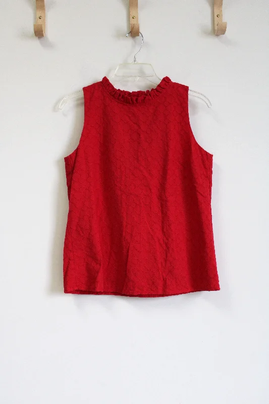 Ann Taylor Red Eyelet Tank | S relaxed fit tank