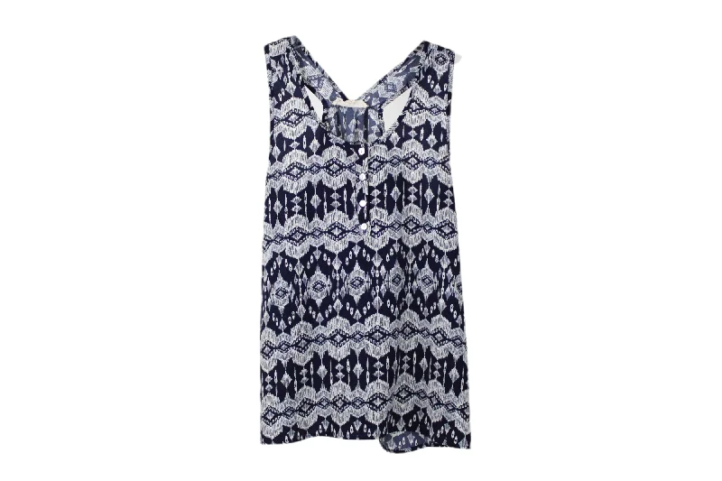 Pink Rose Navy Pattern Tank | S navy tank top