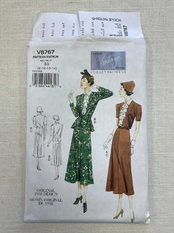 SALE 1938 Reproduction Vogue 8767 Pattern - Dress, Jacket and Belt FACTORY FOLDED Knit Fabric Woven Fabric Fleece Fabric SALE 1938 Reproduction Vogue 8767 Pattern - Dress, Jacket and Belt FACTORY FOLDED Knit Fabric Woven Fabric Fleece Fabric