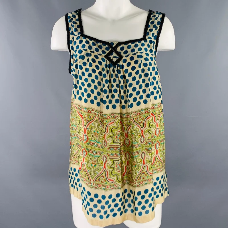 DRIES VAN NOTEN Size S Multi Color Silk Polka Dot Tank Casual Top halter tank top