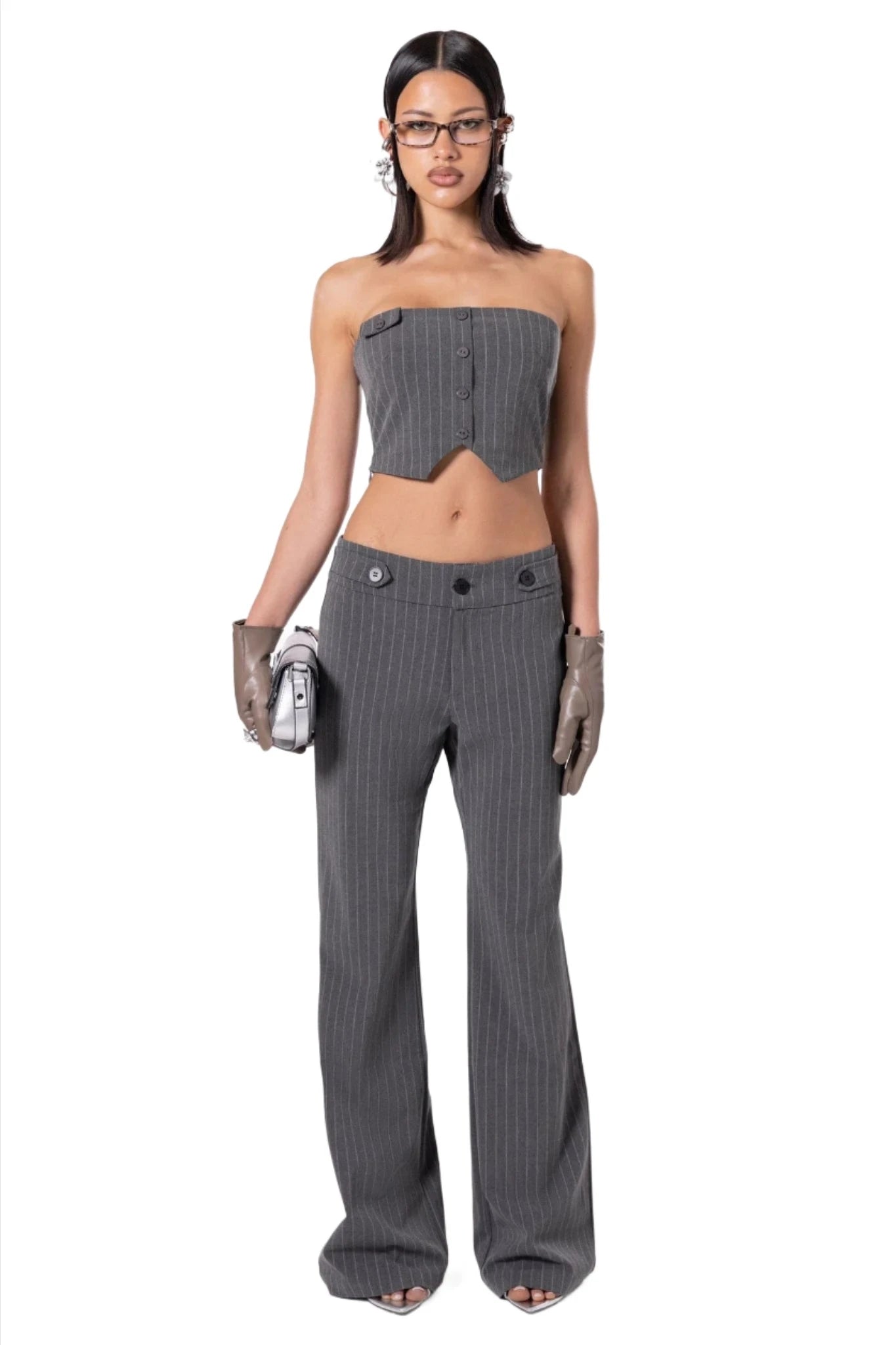 The Kript - "York Pants" - Grey High Rise Fashionable Track Pants