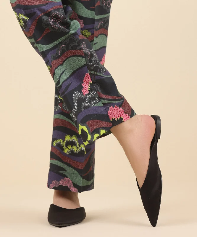 Printed Cotton Viscose Pants High-Waist Jogger Pants